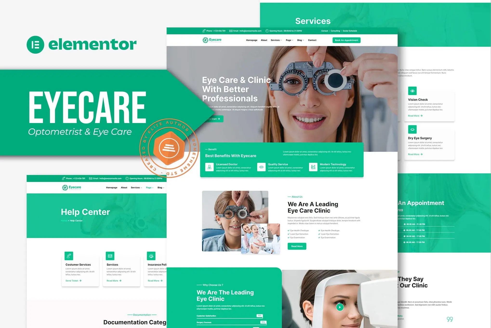 Download the Eyecare optometry template kit for Elementor