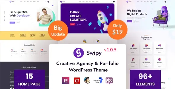 Download Swipey creative portfolio template for WordPress