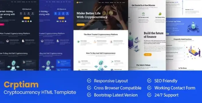 Download the Crptiam cryptocurrency landing page HTML template