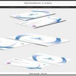 طرح کارت ویزیت ساده Business Card Layout with Blue Gradient Ribbon Elements