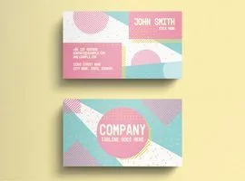 طرح لایه باز کارت ویزیت Business Card Layout with Pastel Geometric Accents