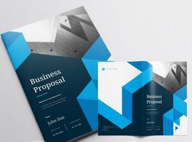 طرح پروپوزال شرکتی Business Proposal Layout with Blue Accents