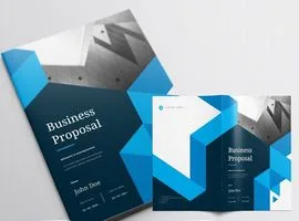 طرح پروپوزال شرکتی Business Proposal Layout with Blue Accents