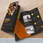 طرح بروشور تیره Dark Orange Trifold Brochure Layout with Triangles