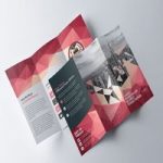 طرح بروشور سه لت Tri-Fold Brochure Layout with Geometric Accents