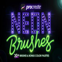 براش پروکریت ۳۰+ Procreate Neon Brushes