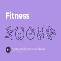 مجموعه آیکون سلامتی و ورزش ۶۴ Fitness Icons