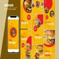 طرح لایه باز استوری اینستاگرام غذا Burger – Food Instagram story Template