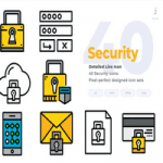 مجموعه طرح لایه باز ۴۰ آیکون امنیت Security Icons – Detailed Line Icon