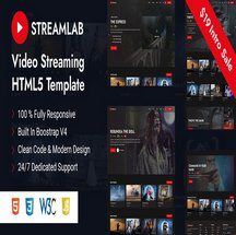 قالب HTML5 استریم ویدیو Streamlab