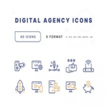 مجموعه آیکن Digital Agency Startup Icons