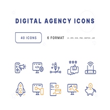 مجموعه آیکن Digital Agency Startup Icons