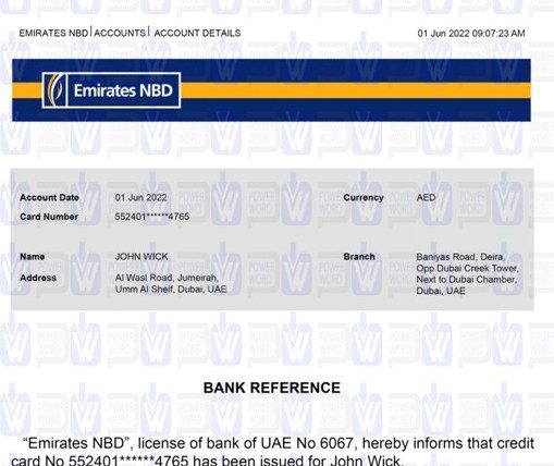 دانلود فایل تاییدیه بانک رفرنس مخصوص کشور امارات