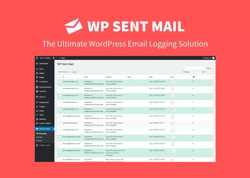 افزونه WP Sent Mail برای وردپرس