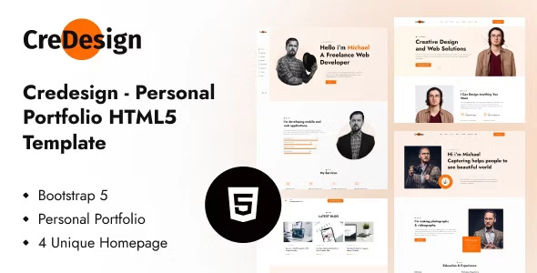 Download CreDesign personal portfolio HTML template