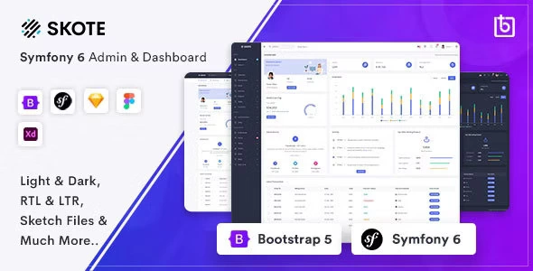 قالب Skote داشبورد ادمین بر پایه Symfony