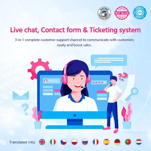 ماژول Live Chat گفتگوی زنده، فرم تماس و پشتیبانی پرستاشاپ