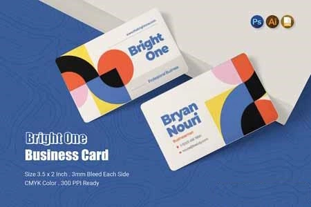 طرح لایه باز کارت ویزیت Bright One Business Card