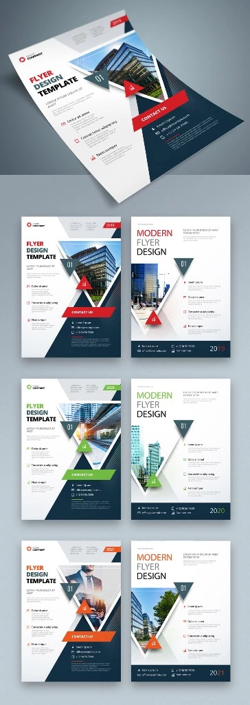 تراکت شرکتی Colorful Business Flyer Layout with Triangle Elements