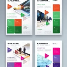 تراکت چندرنگ شرکتی Colorful Business Flyer Layout with Triangle Elements