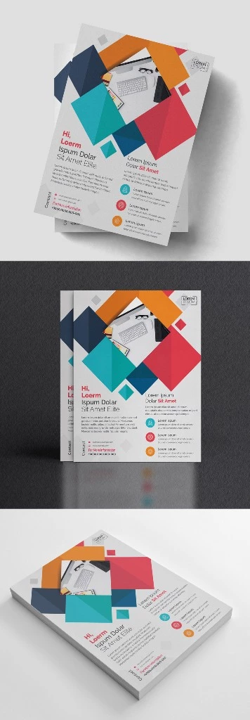تراکت شرکتی با طرح های هندسی Colorful Geometric Flyer Layout