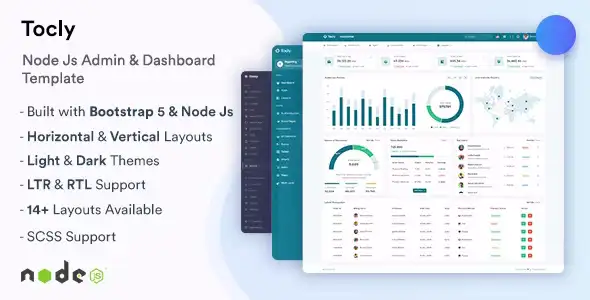 قالب داشبورد مدیریتی نود جی اس Tocly