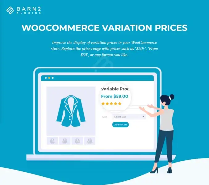 افزونه Barn2 Media Woocommerce Variation Prices برای ووکامرس