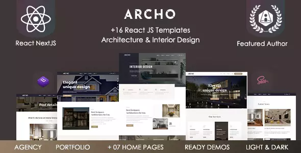 قالب React دکوراسیون داخلی و معماری Archo