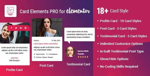 افزونه Card Elements Pro برای المنتور
