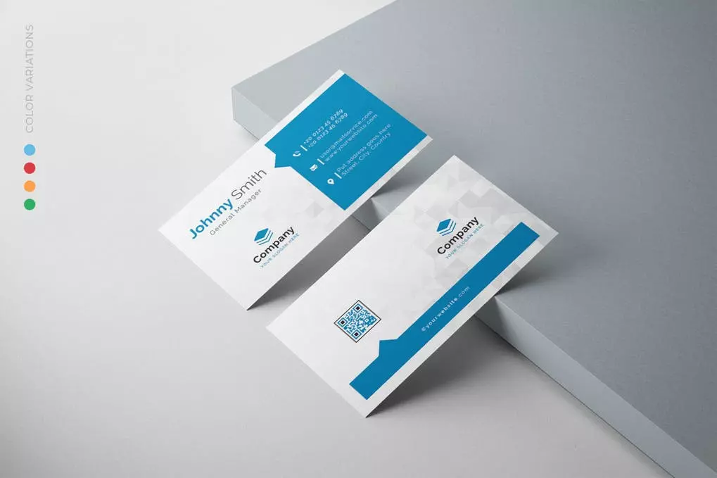 دانلود طرح لایه باز کارت ویزیت آبی و سفید Business Card