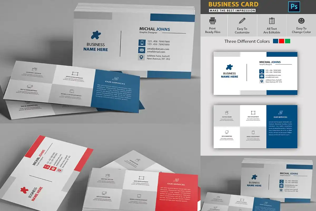دانلود طرح لایه باز کارت ویزیت چند رنگ Business Card
