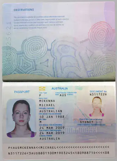 دانلود پاسپورت لایه باز(psd) کشور استرالیا