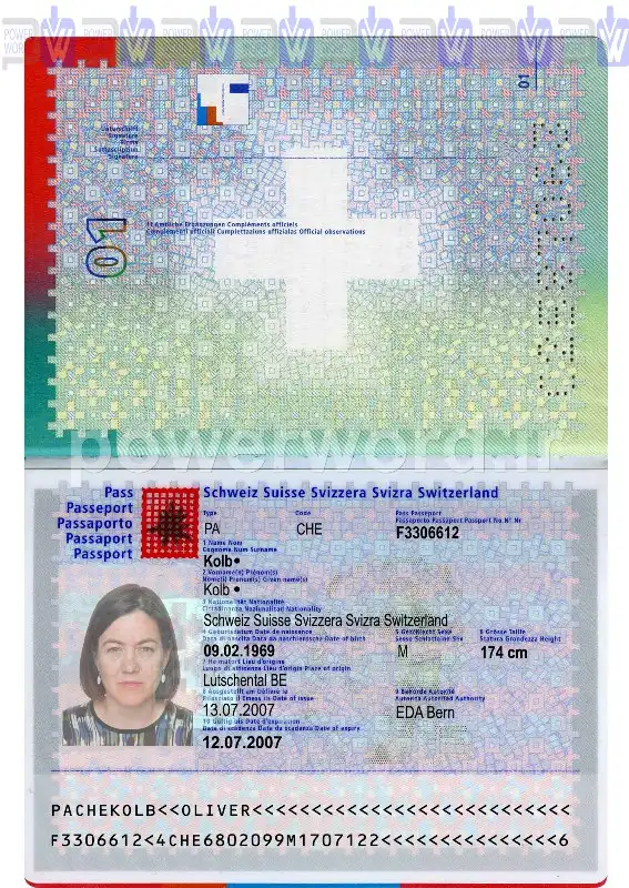 دانلود پاسپورت لایه باز(psd) کشور سوئیس