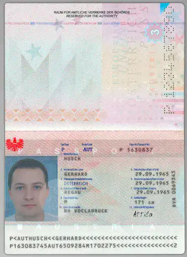 دانلود پاسپورت لایه باز(psd) کشور اتریش