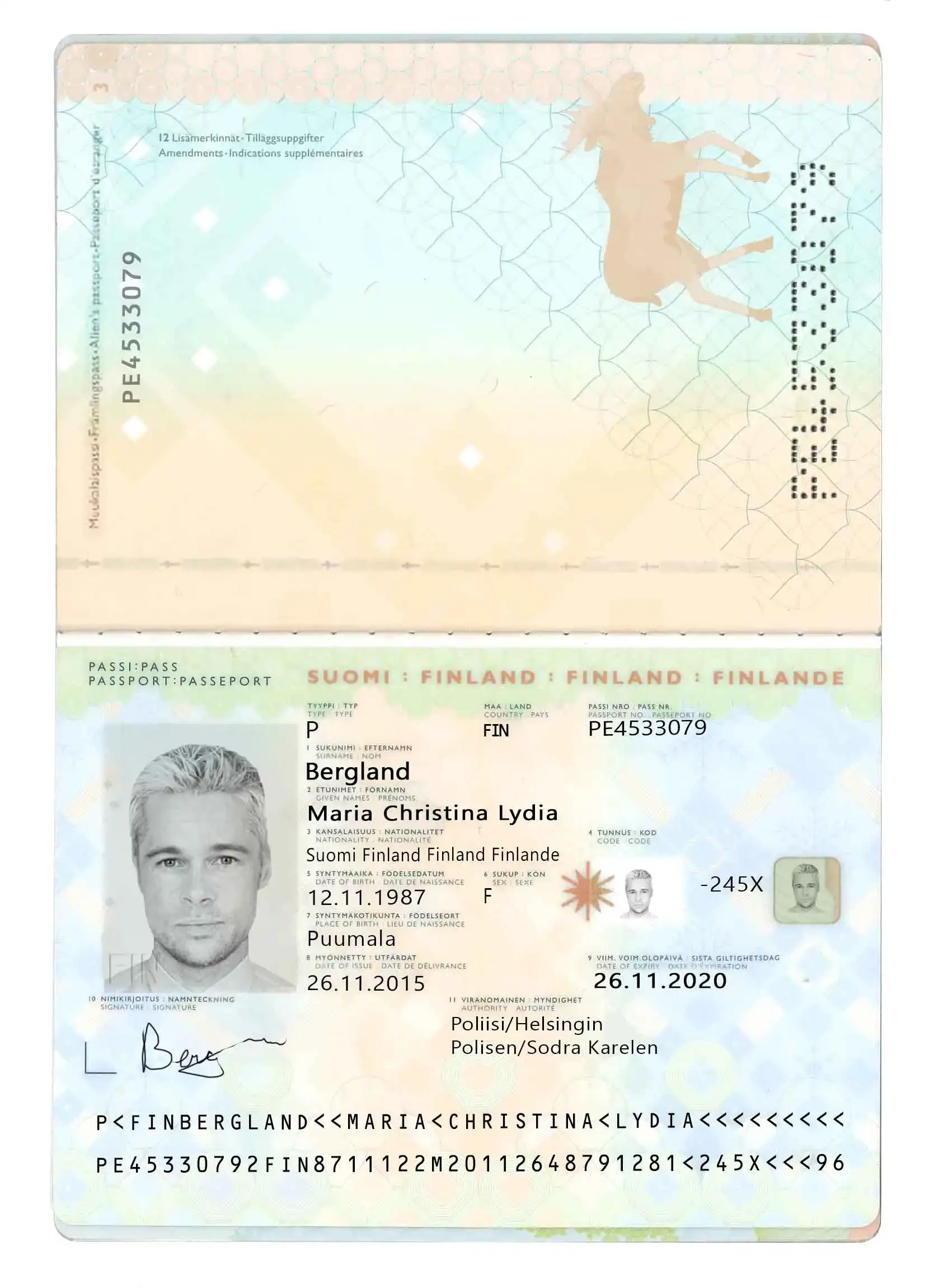 دانلود پاسپورت لایه باز(psd) کشور فنلاند
