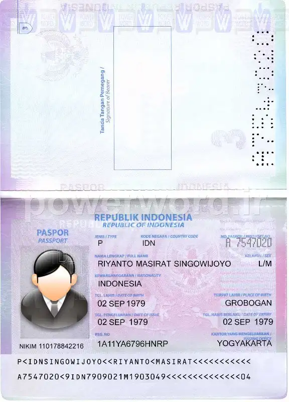 دانلود پاسپورت لایه باز(psd) کشور اندونزی