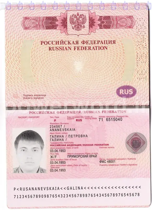 دانلود پاسپورت لایه باز(psd) کشور روسیه