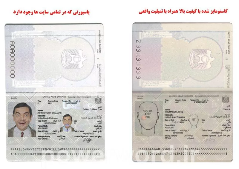 Download the open-layer passport of the UAE, customized with high quality