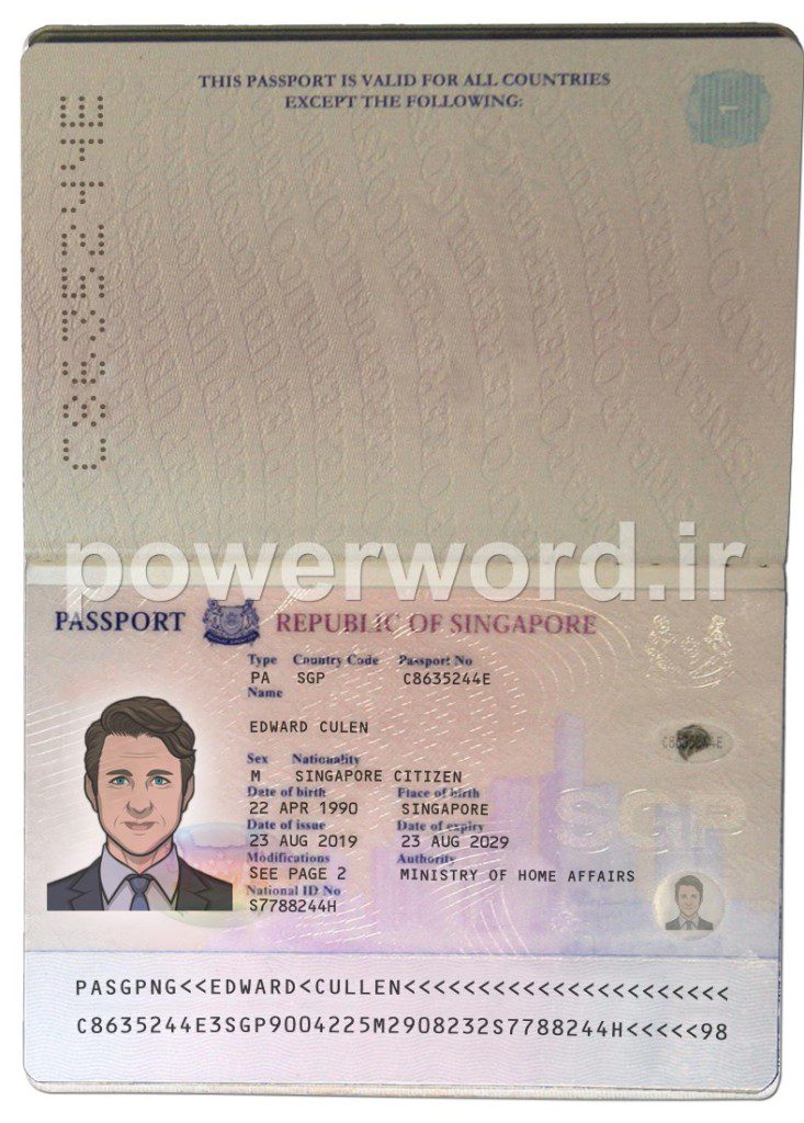 دانلود پاسپورت لایه باز(psd) کشور سنگاپور