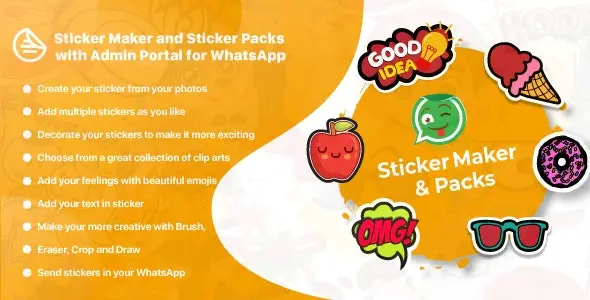 اپلیکیشن استیکر واتساپ برای اندروید WhatsApp Sticker Maker with Admin Portal