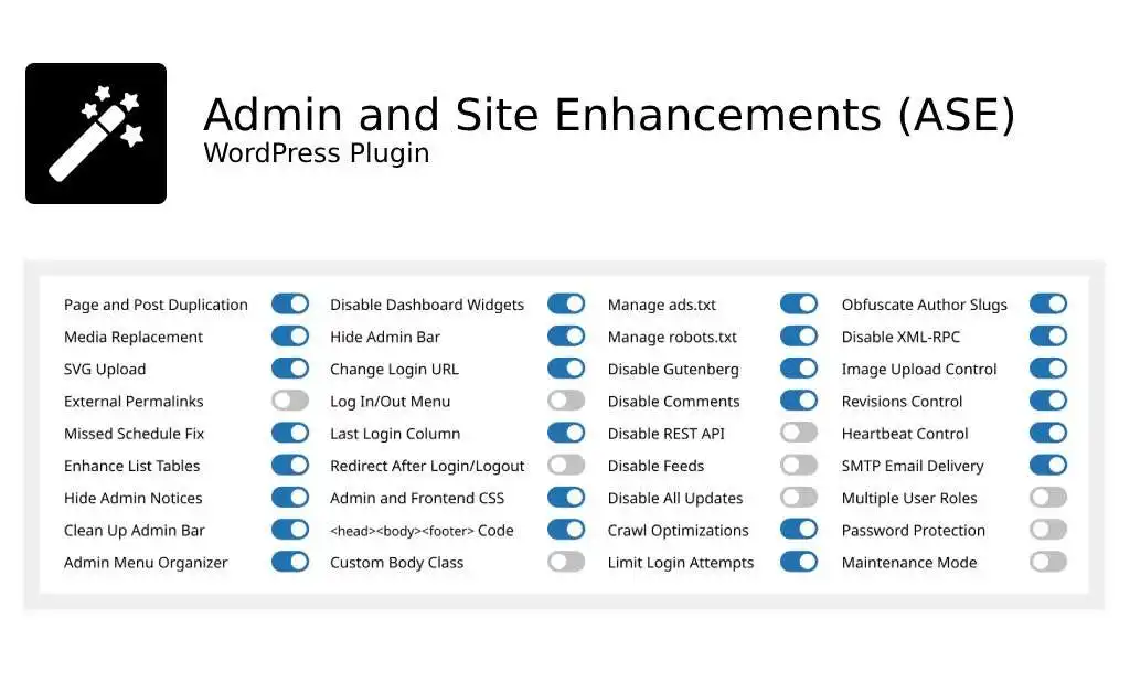 افزونه Admin and Site Enhancements (ASE) PRO برای وردپرس