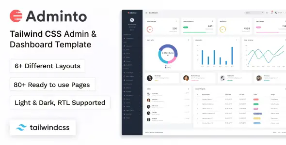 قالب داشبورد ادمین Adminto Tailwind