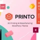 قالب خدمات پرینت سه بعدی Printo برای وردپرس
