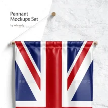 طرح ماک آپ پرچم Pennant Mockups Set