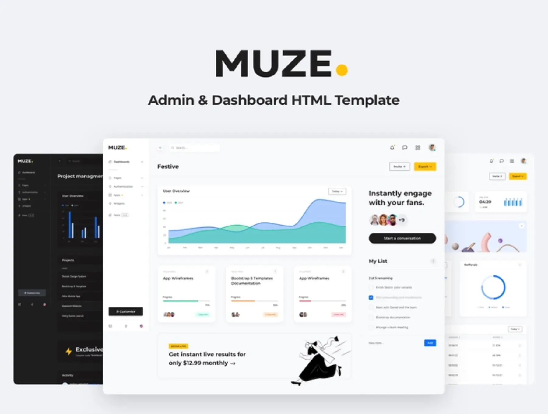 دانلود Muze تمپلیت داشبورد ادمین HTML