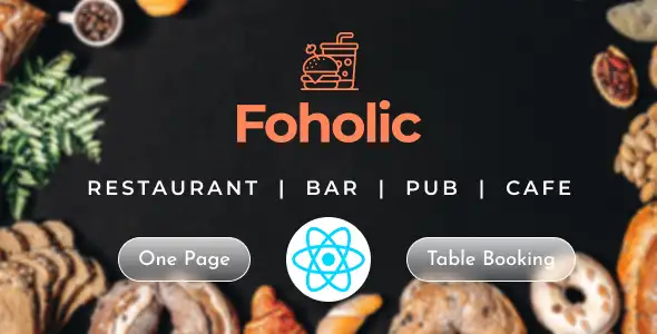 قالب رستوران‌ها و کافه‌ها Foholic Food برای React