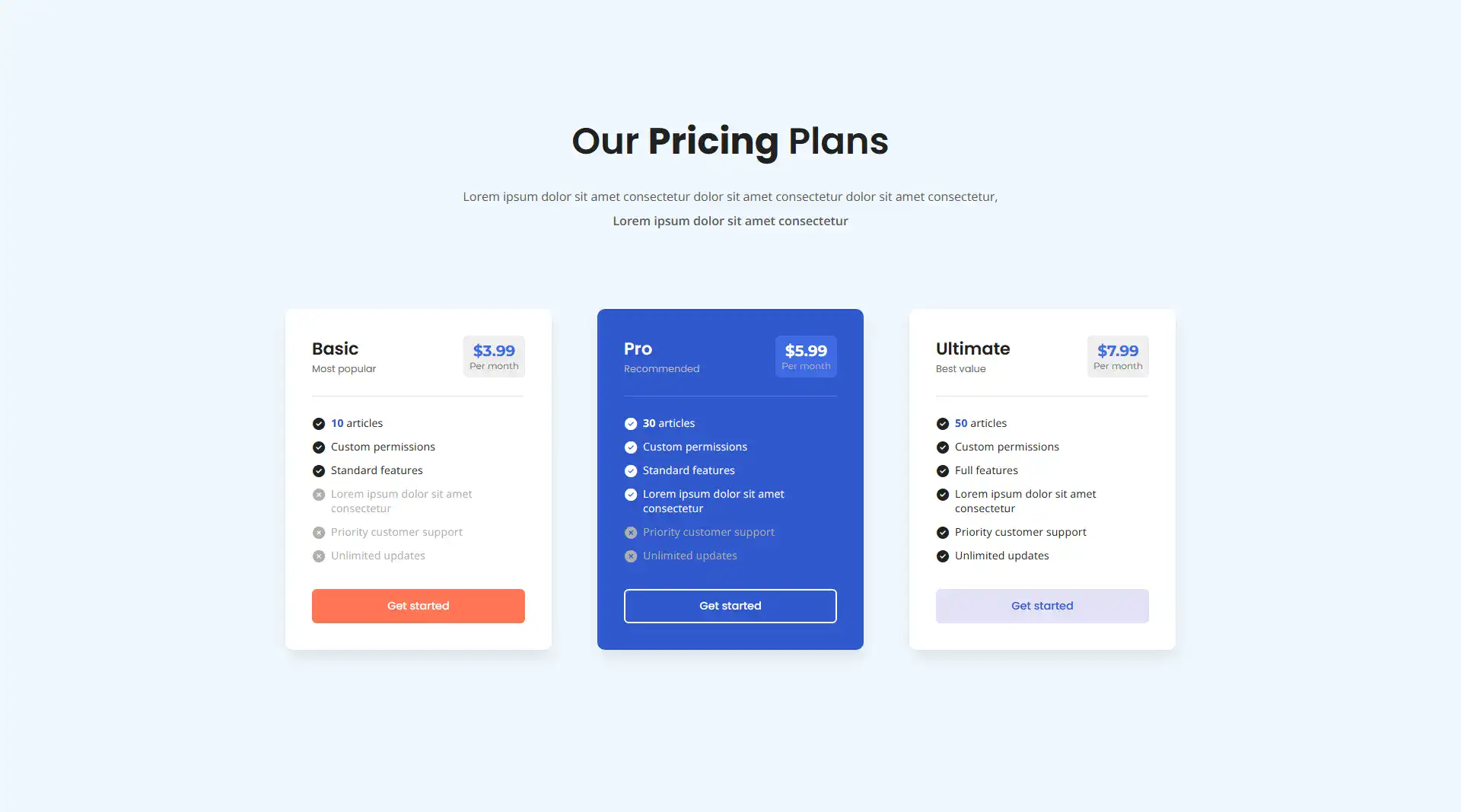 دانلود Beautiful Modern and Responsive Pricing Plans HTML CSS Template