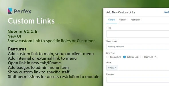 ادآن Custom Links برای پرفکس