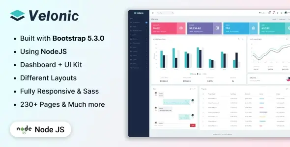 دانلود قالب Velonic – NodeJS Admin & Dashboard Template