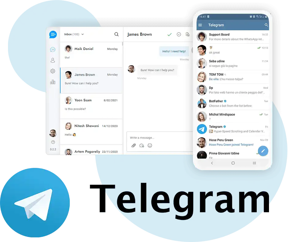 ادآن اتصال Telegram به ساپورت بورد